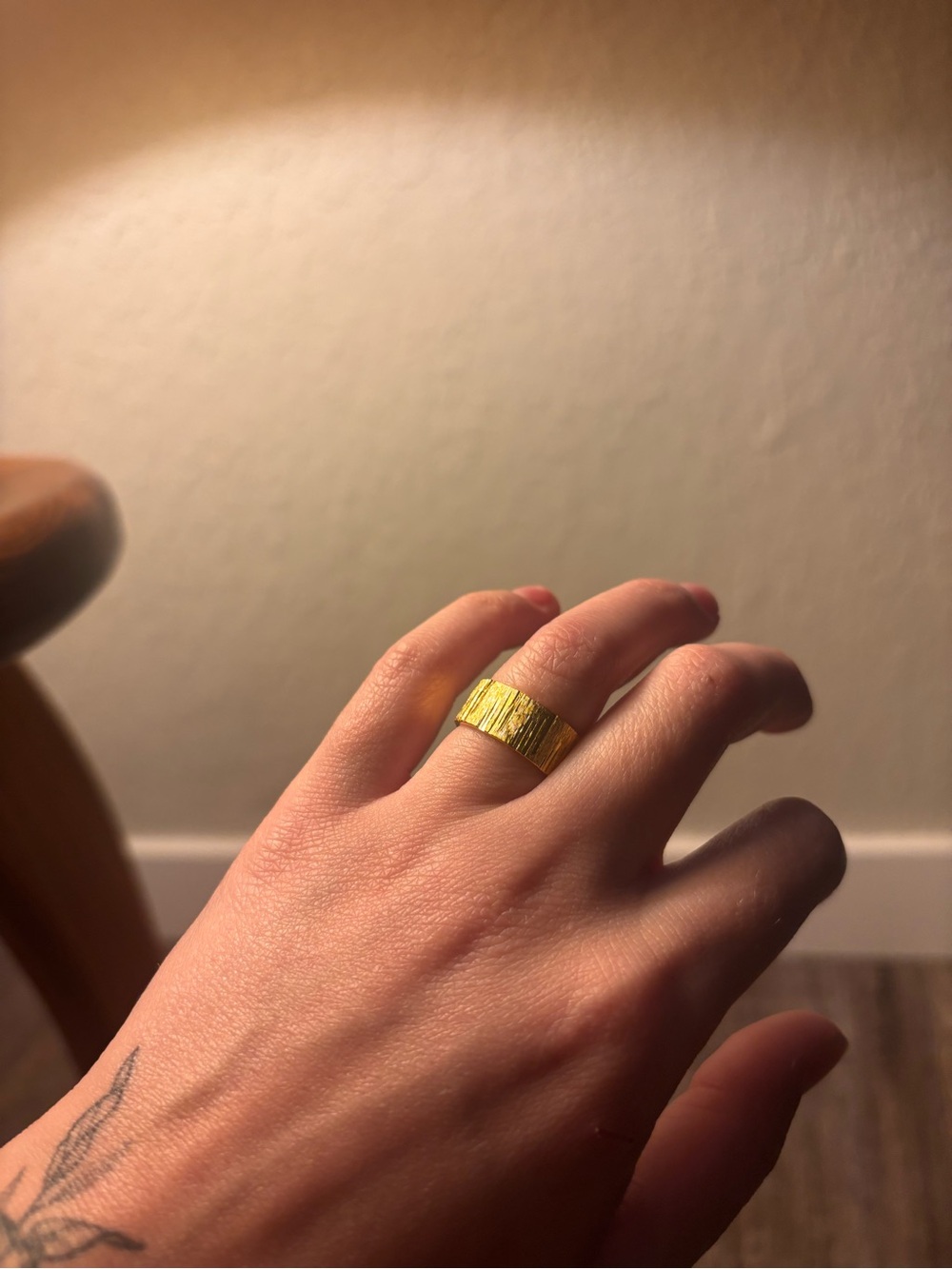 FREE with $50 purchase- Gold Tone Textured Cigar Band Ring for Women